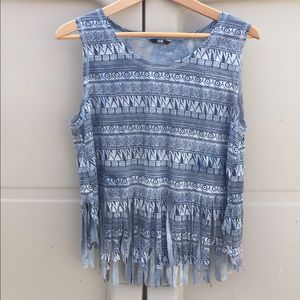 Isia tank top with fringe on bottom